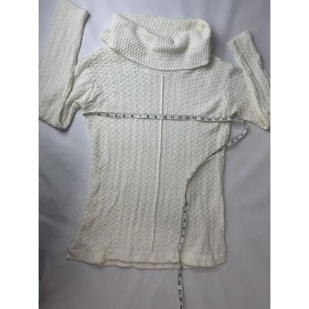 KC Khakis & Co. Ivory Cowl Neck Sweater Tunic Cozy Cotton Women's Size Large